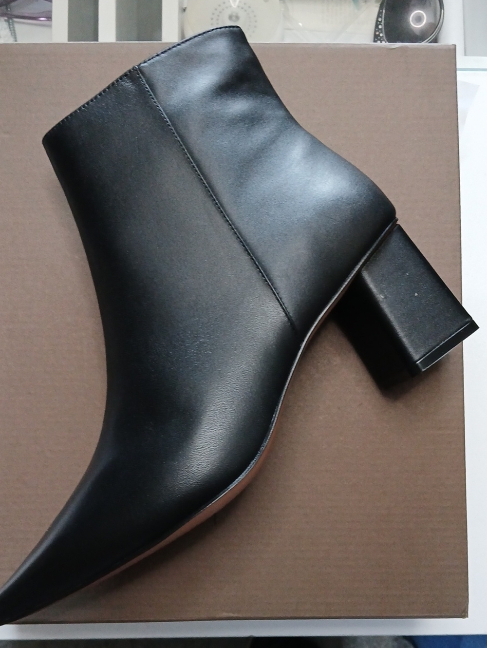 Paolo Black Pointed Toe Block Heel Ankle Boot